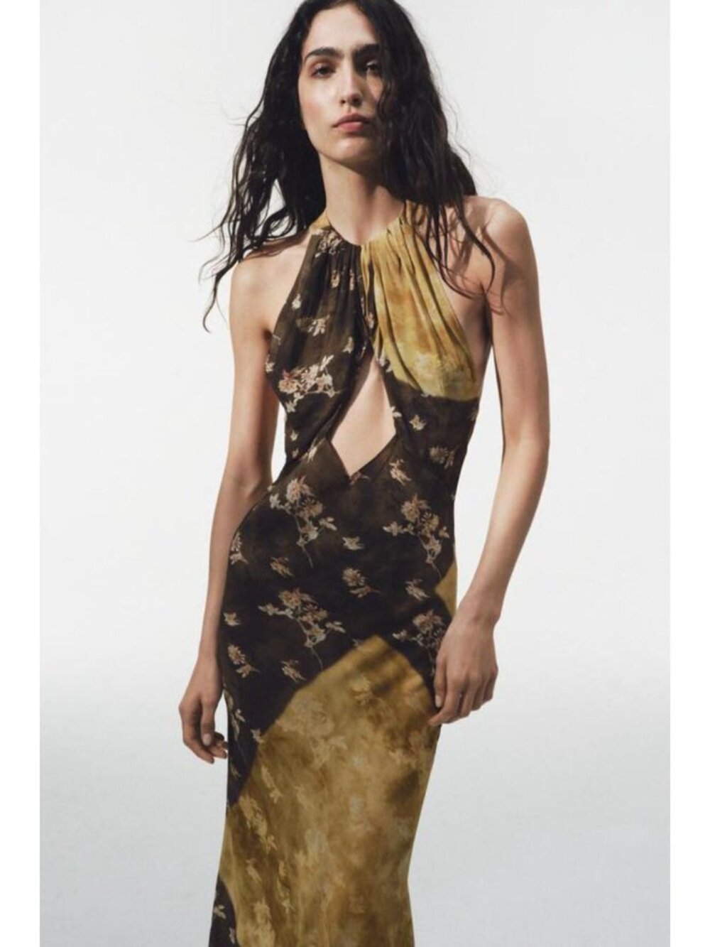ZARA PRINTED HALTER DRESS